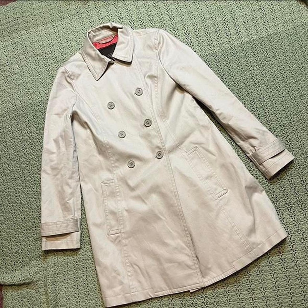 Coach Double Breasted Classic Khaki Trench Coat Button Up Women’s XS